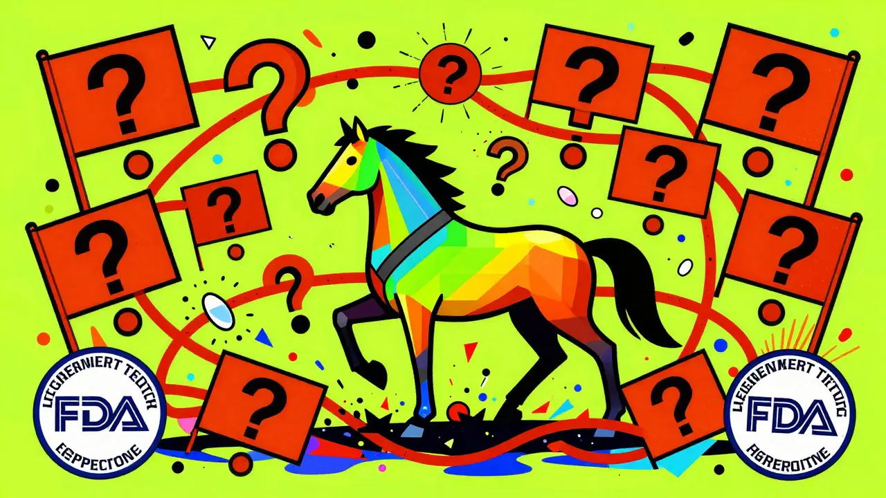 Abstract representation of generic drug myths and horse origins in psychedelic art