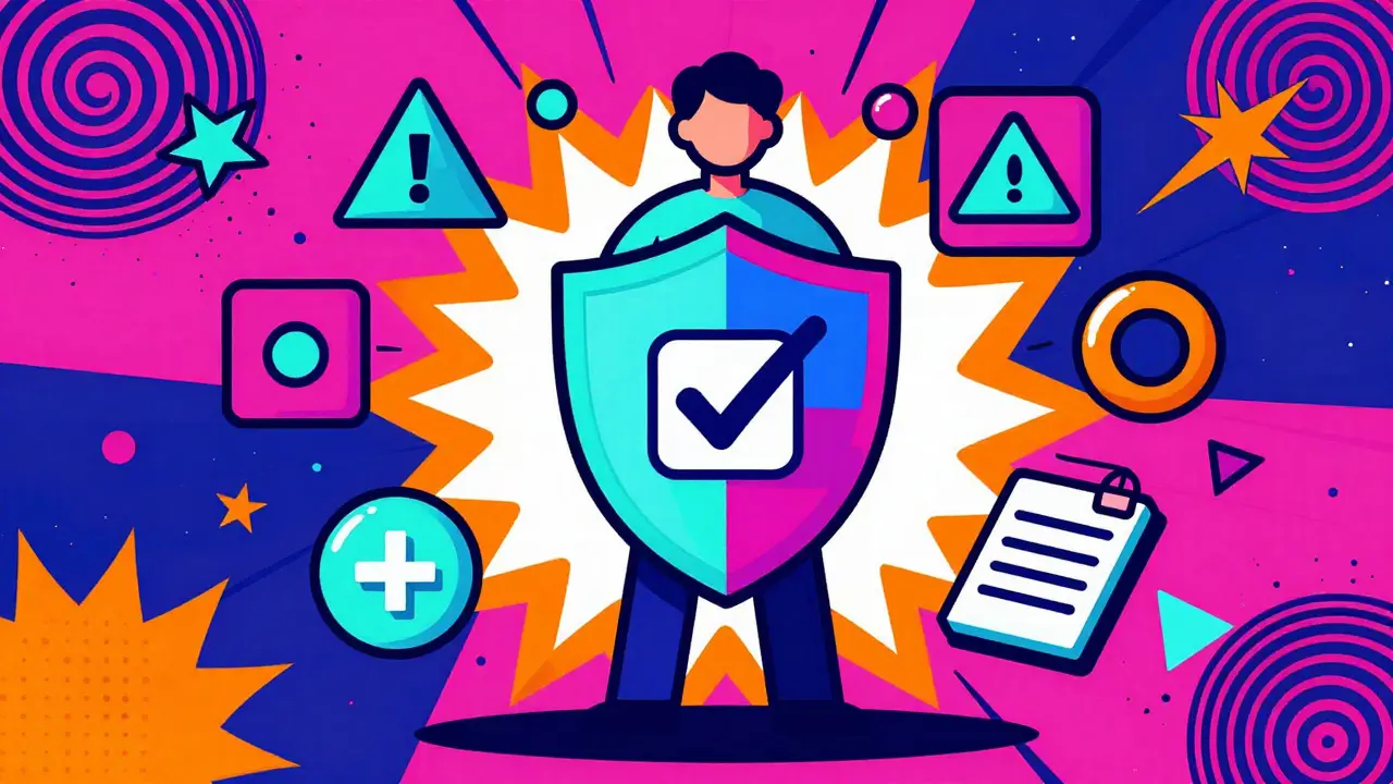 Colorful graphic showing safe online pharmacy verification and security