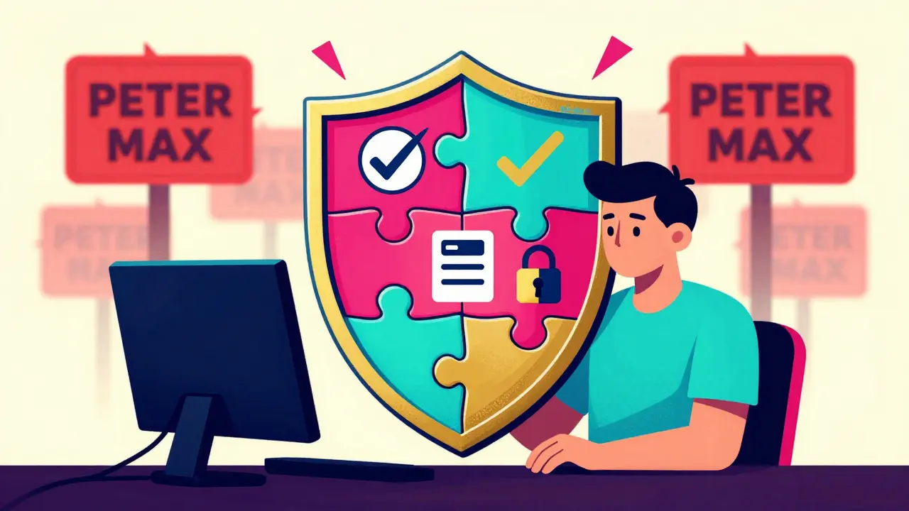 Colorful pop art shield protecting user from online pharmacy scams