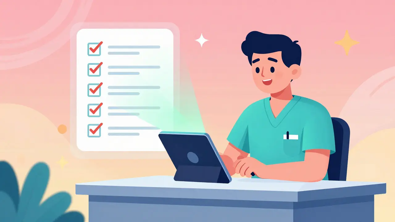 Illustration of online doctor consultation and safety checks