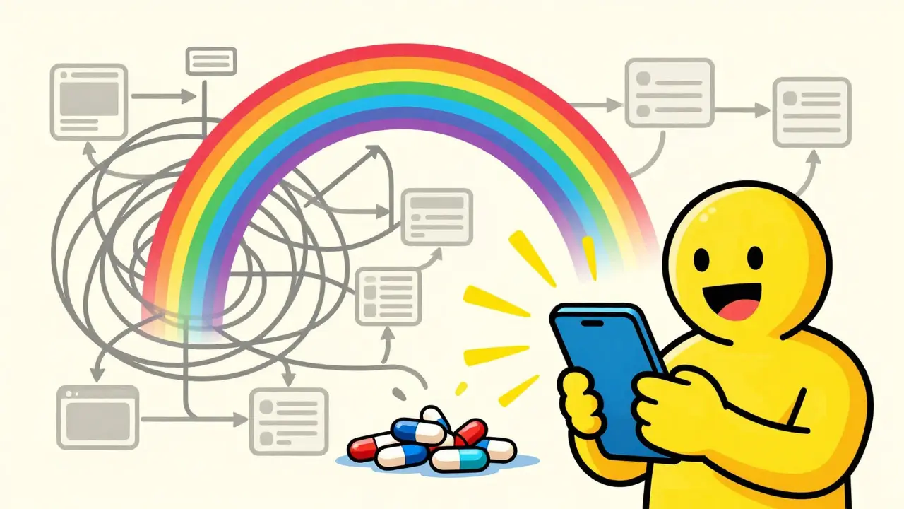 Character using phone to buy meds directly, bypassing tangled insurance web